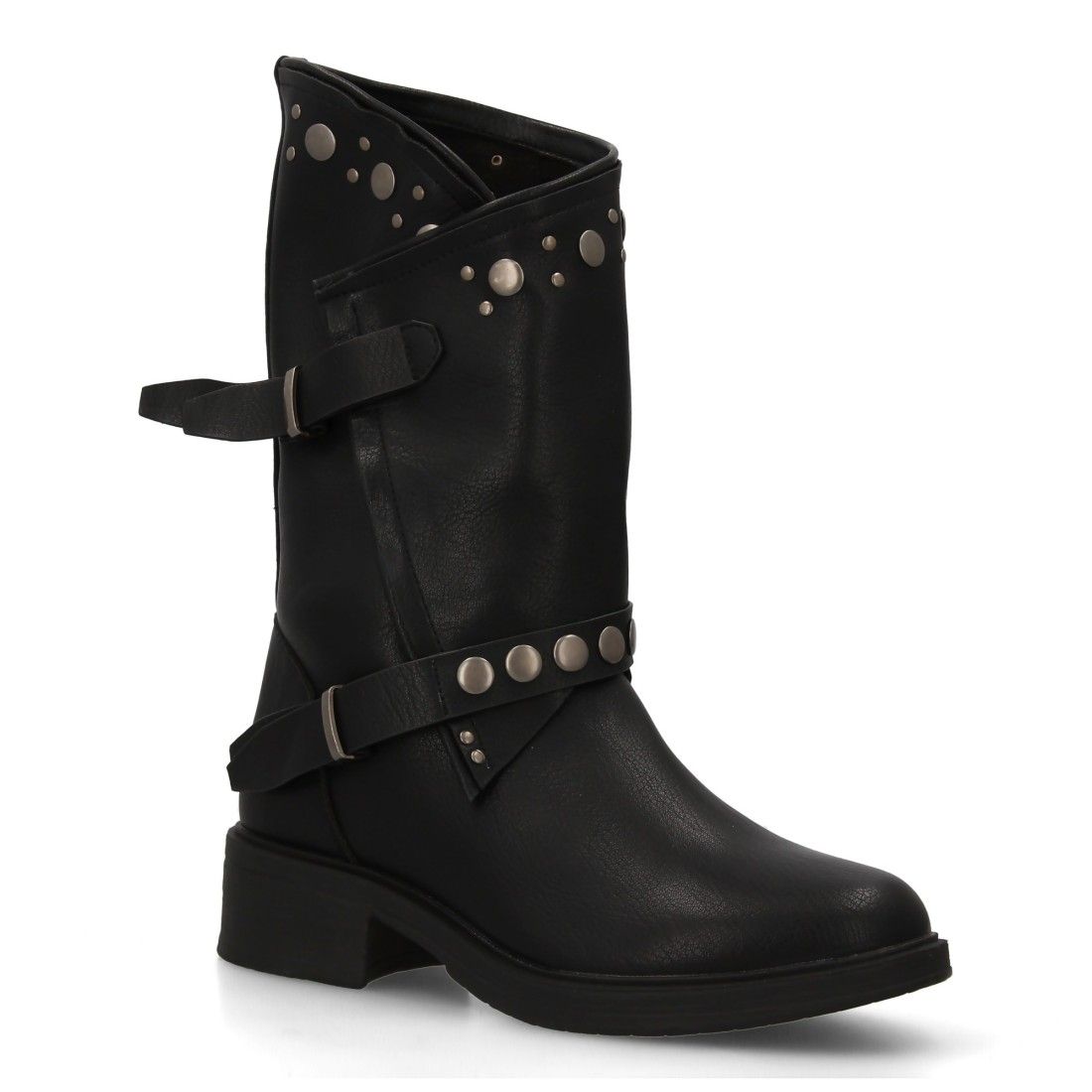 Bota plana de mujer con doble hebilla y tachuelas. - Imagen 3