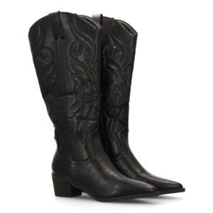 Bota cowboy alta con bordados decorativos