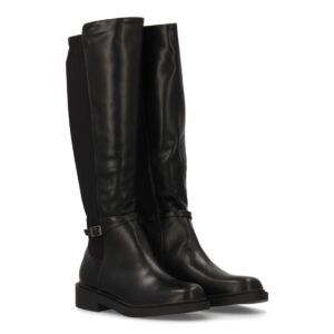 Bota alta elástica plana para mujer