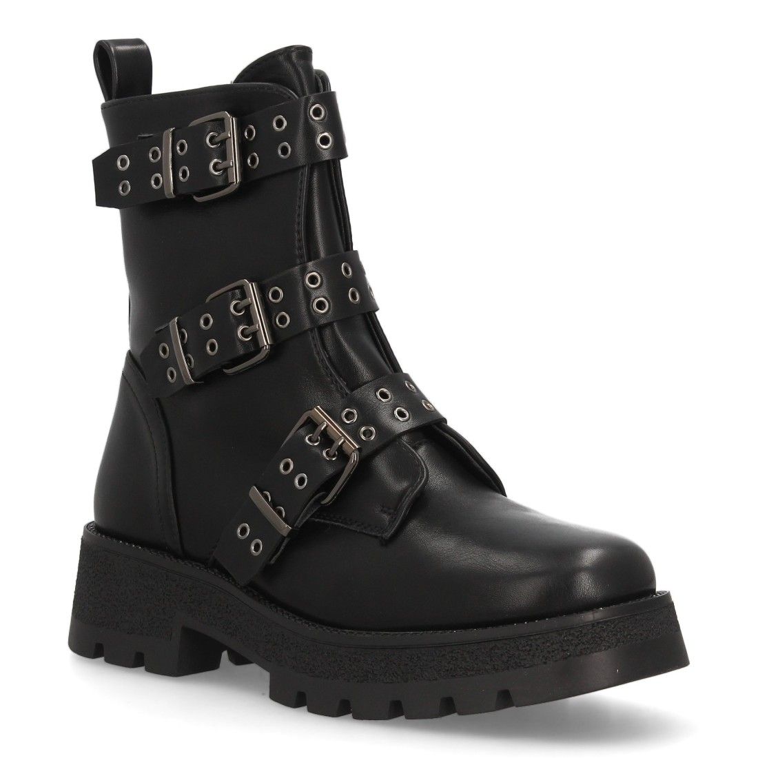 Bota militar con hebillas y tachuelas decorativas - Imagen 3