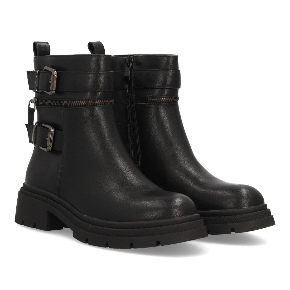 Botas moteras mujer con cremalleras y hebillas