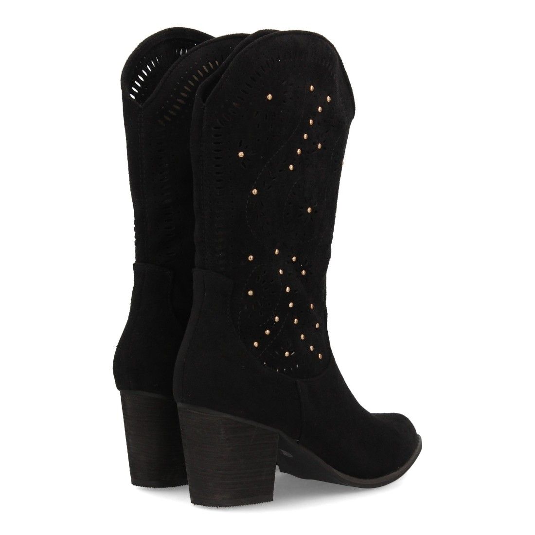 Botas cowboy con tacón y troquelado floral. - Imagen 5