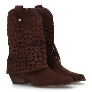 Botas cowboy troqueladas estilo boho para mujer.