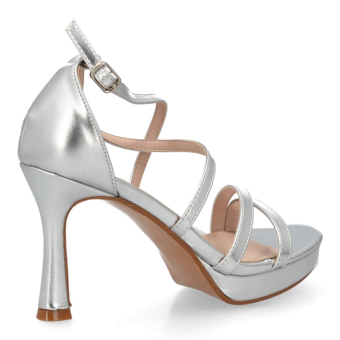 Sandalia tacón fino tiras onduladas para mujer. - Imagen 4