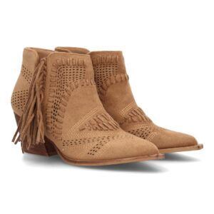 Botín cowboy calado con flecos para mujer