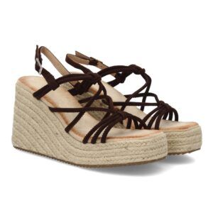 Sandalias de Cuña de Yute, para Mujer con Adornos Cruzados