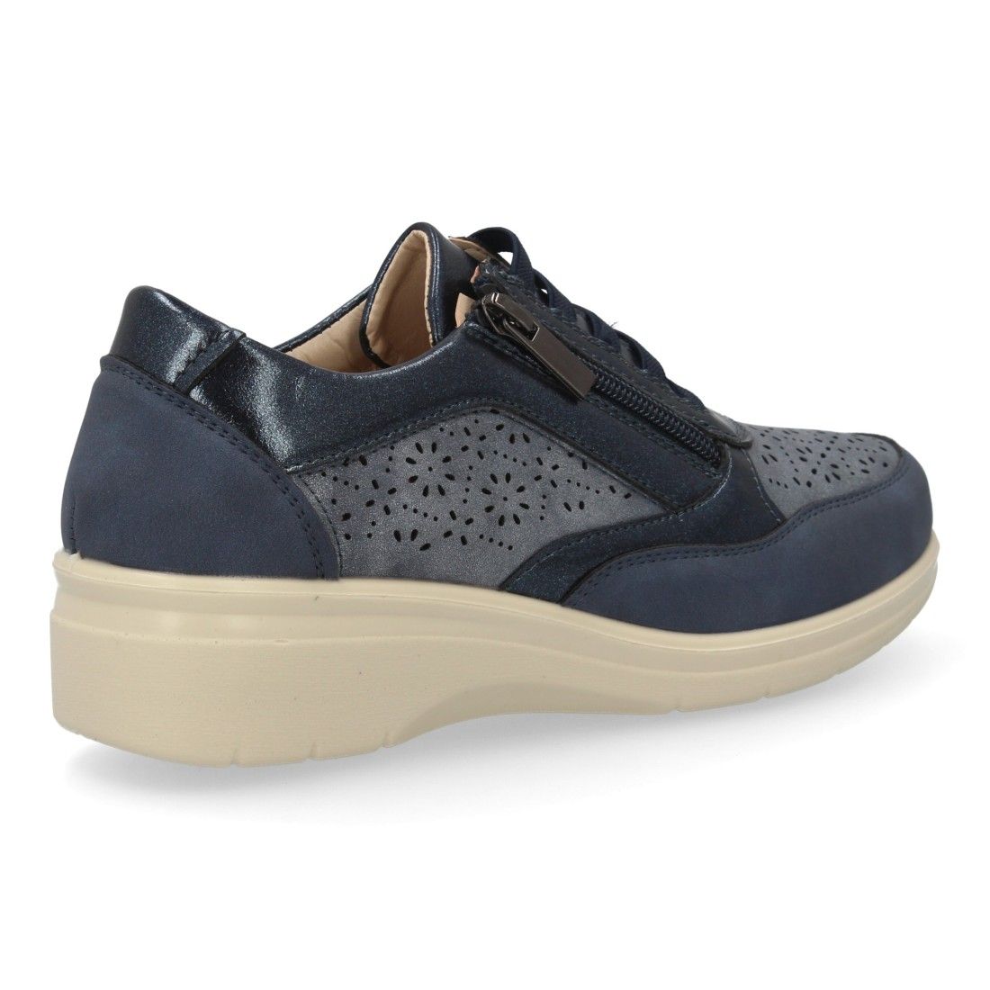 Zapatillas mujer cuña con cremallera cómodas y calados. - Imagen 4