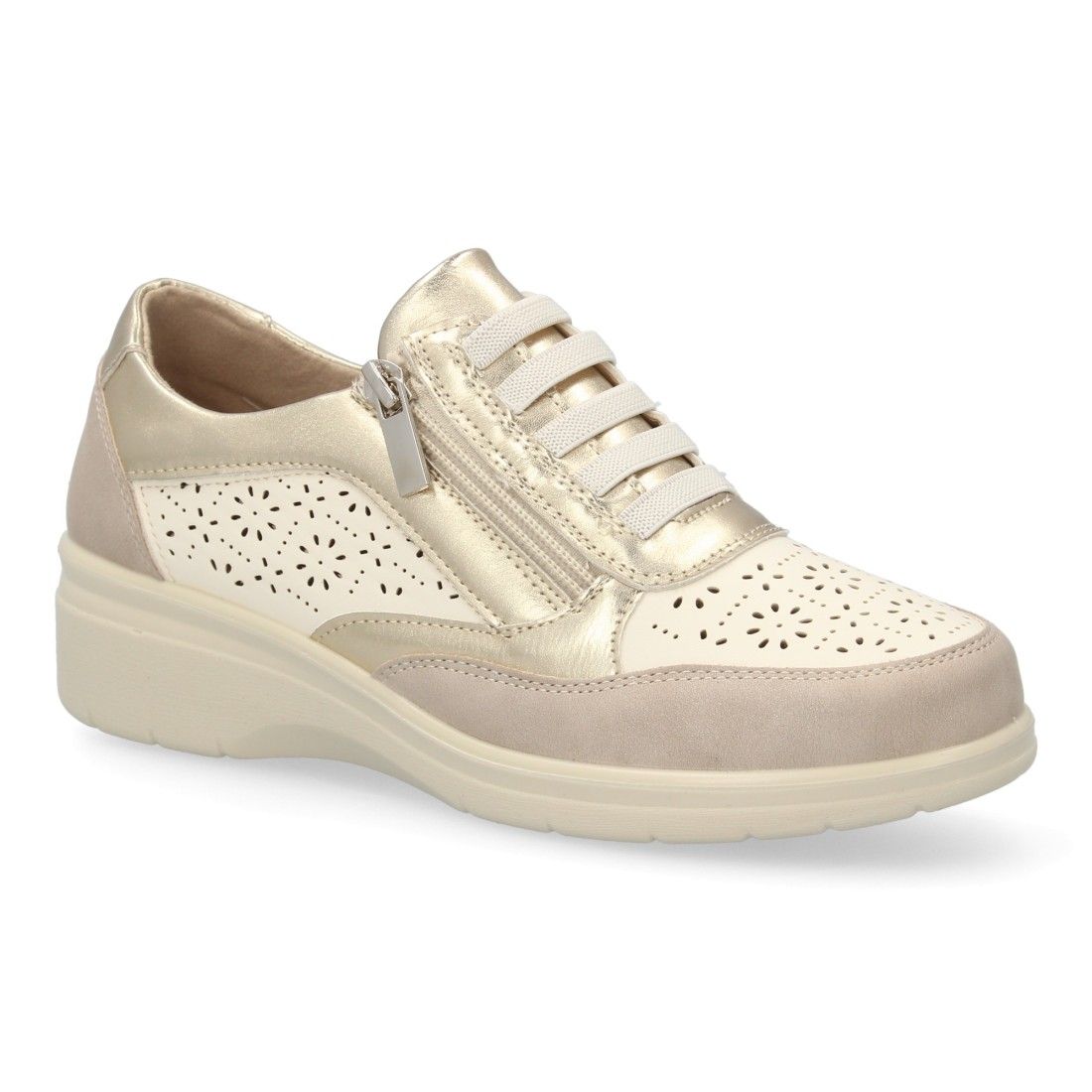Zapatillas mujer cuña con cremallera cómodas y calados. - Imagen 3
