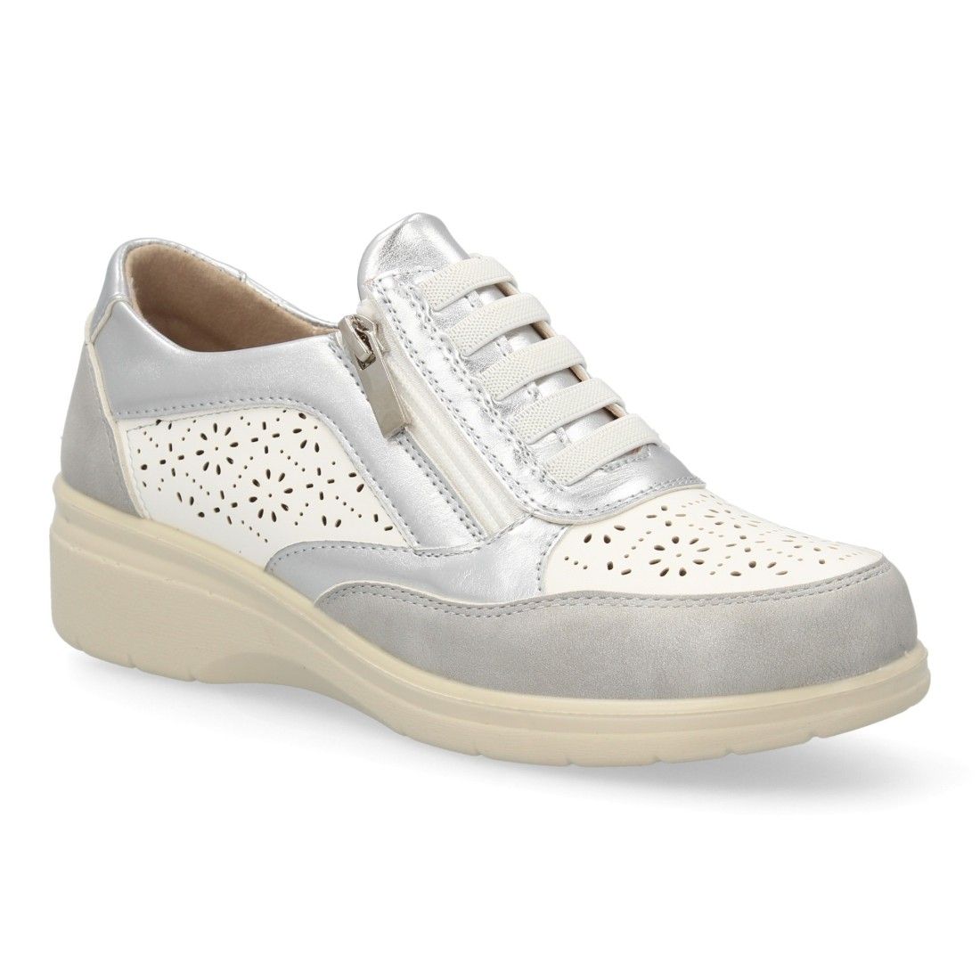 Zapatillas mujer cuña con cremallera cómodas y calados. - Imagen 3