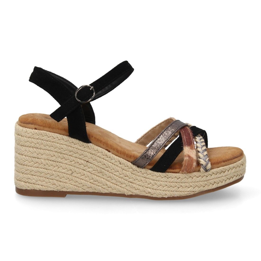 Sandalia de cuña para mujer, diseño de tiras cruzadas - Imagen 2