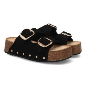 Sandalia bio mujer plataforma hebillas confort