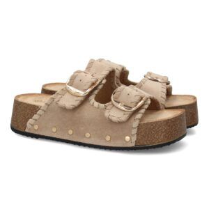 Sandalia bio mujer plataforma hebillas confort