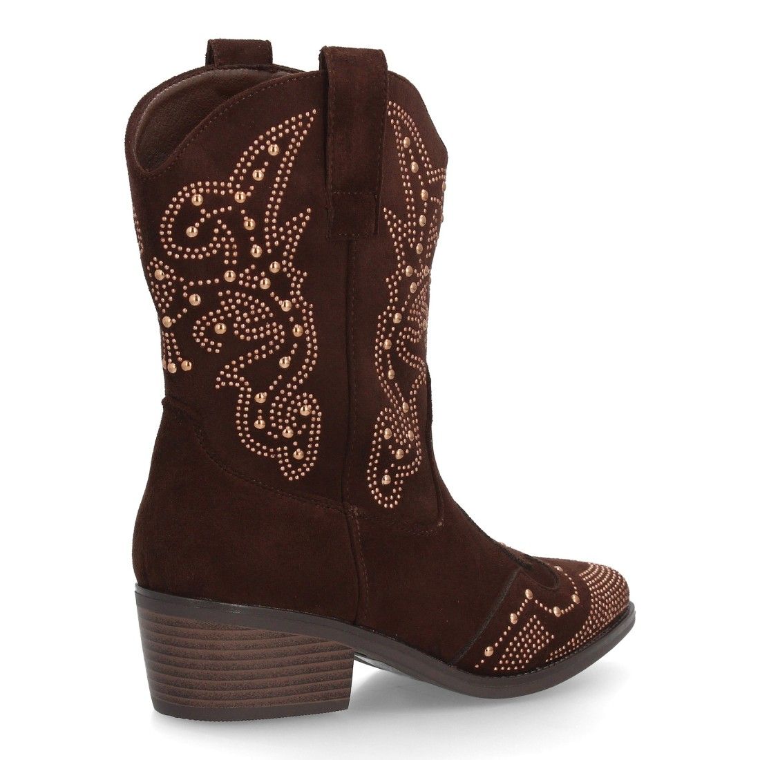 Botín cowboy mujer caña media con tachuelas decorativas y tacón bajo - Imagen 4