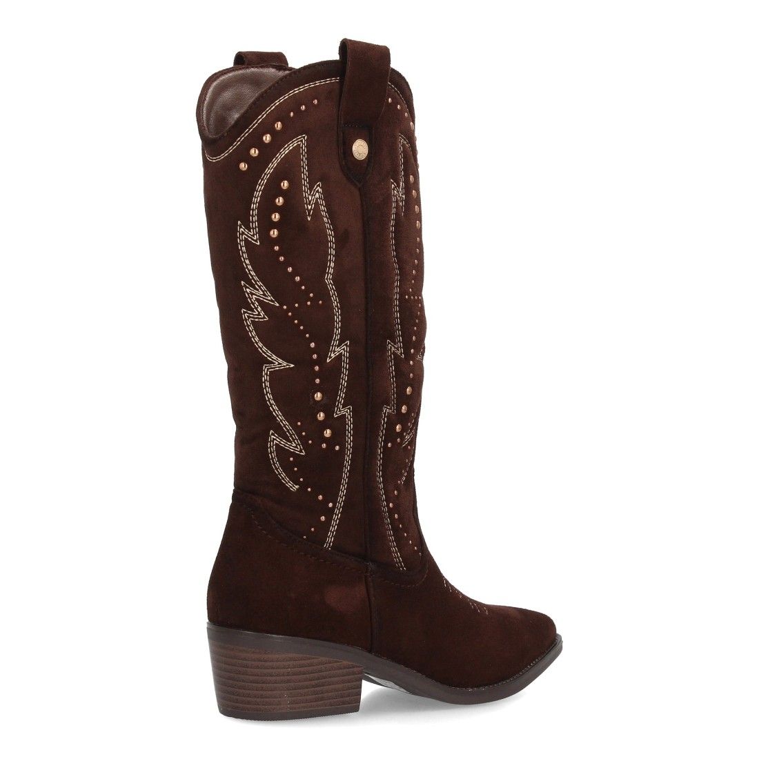 Botas cowboy mujer caña alta estilo western con tachuelas y tacón bajo - Imagen 4