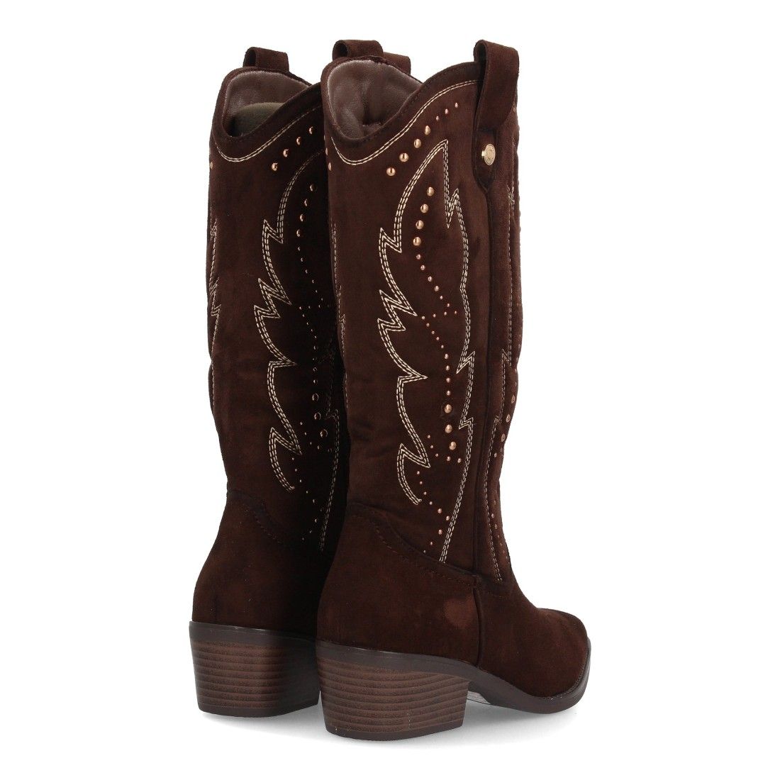 Botas cowboy mujer caña alta estilo western con tachuelas y tacón bajo - Imagen 5