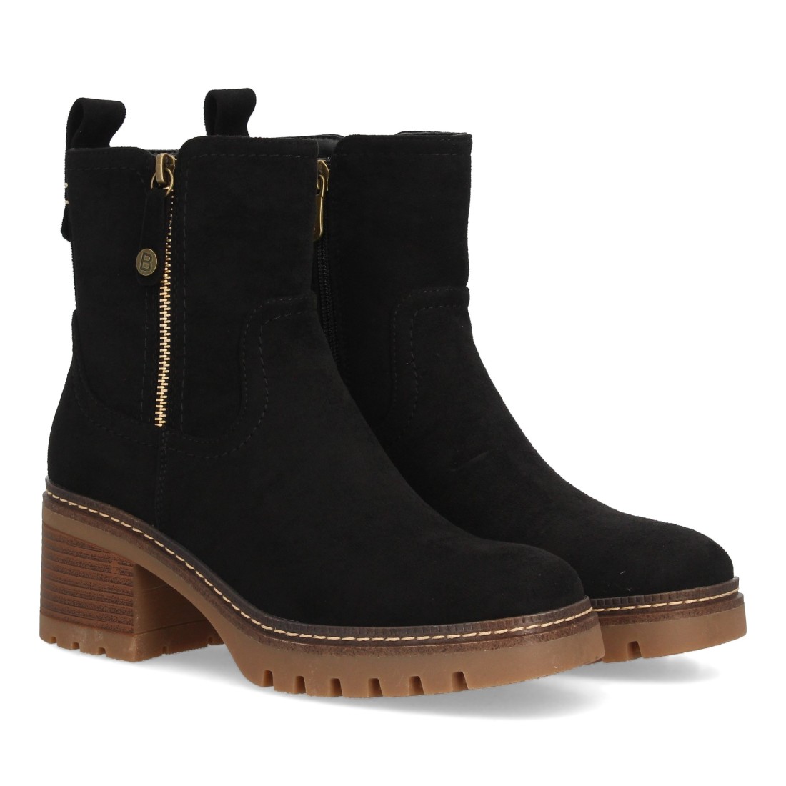 Botines cómodos para mujer con tacón y cremallera