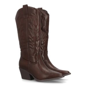 Bota cowboy mujer caña alta bordados
