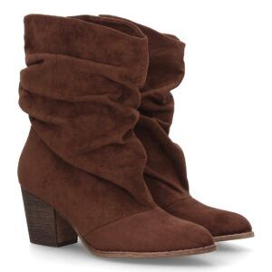 Bota mujer caña arrugada tacón ancho estilo casual
