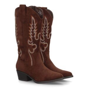 Botas de mujer estilo cowboy tacon bajo diseño caña bordada.