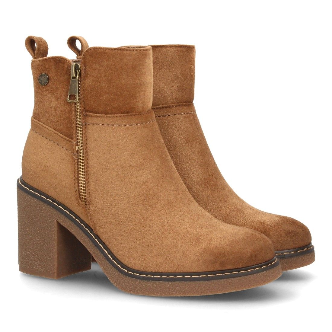 Botines Chelsea Mujer Negros con Plataforma y Tacón Ancho, cremallera lateral