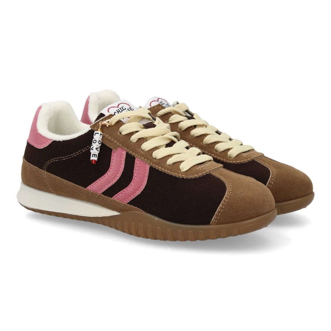 Zapatillas Mujer Casual Ante con Cordones y Detalle Sneakers Retro