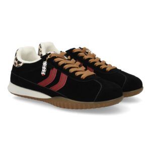 Zapatillas Mujer Casual Ante con Cordones y Detalle Sneakers Retro