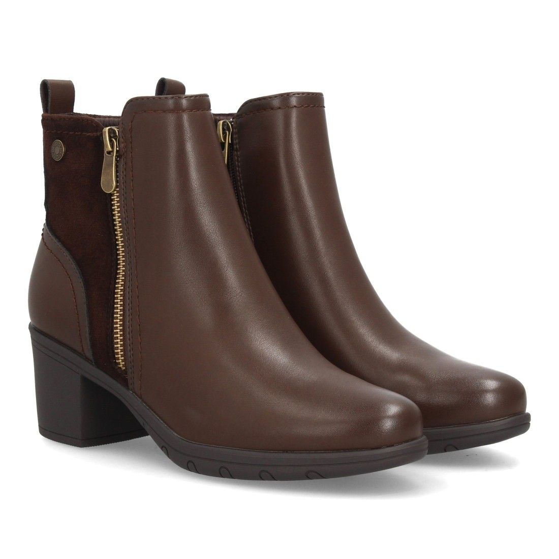 Botines elegantes con tacón ancho y cremallera