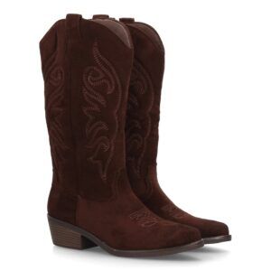 Botas altas cowboy con bordados western y tacón comodo
