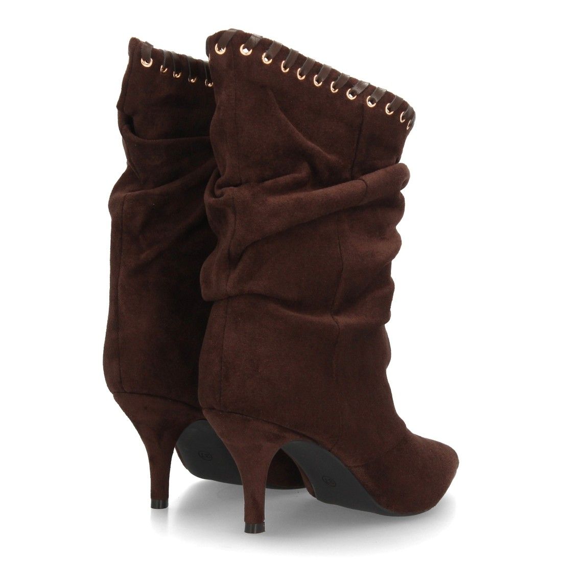 Botas fruncidas de tacón con bordado decorativo - Imagen 5