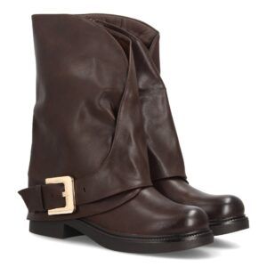 Botas moteras con hebilla y caña para mujer