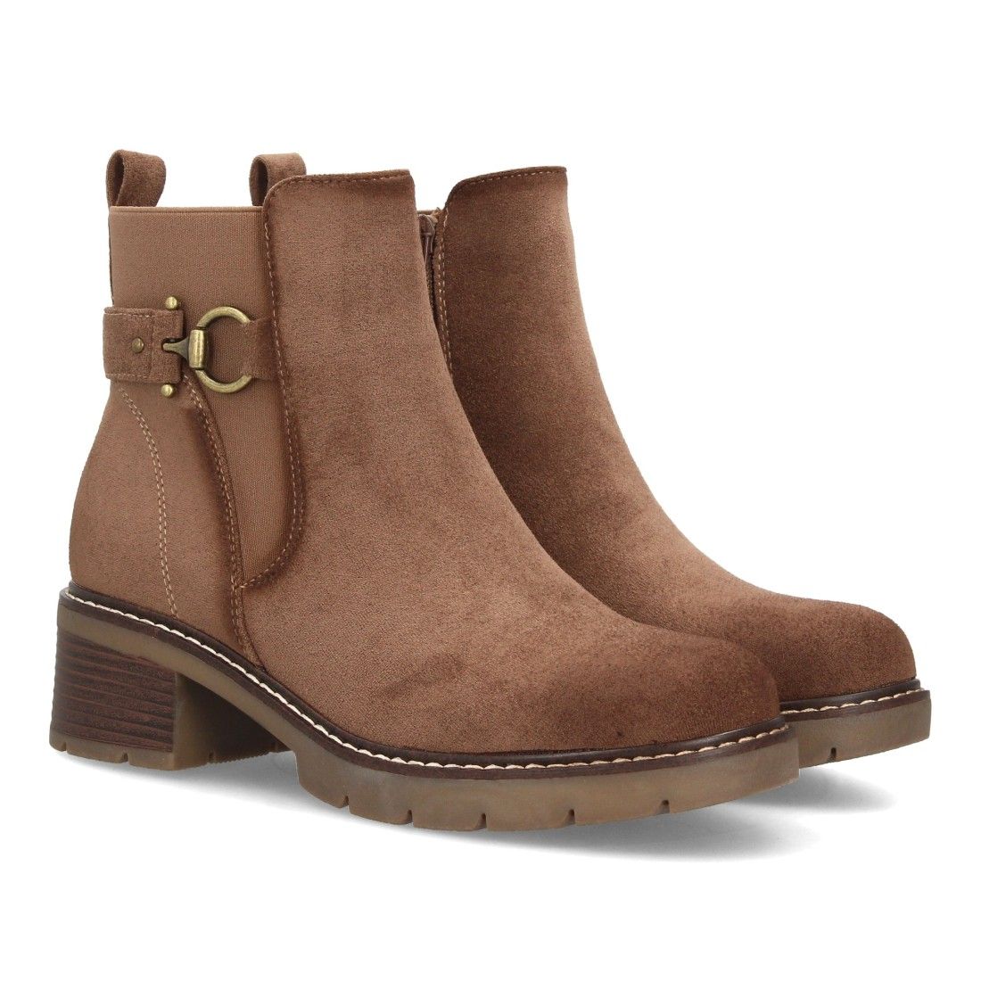Botines para mujer con hebilla y tacón