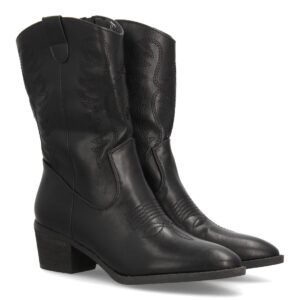 Botas cowboy bordadas de caña media — YG867 — Negro