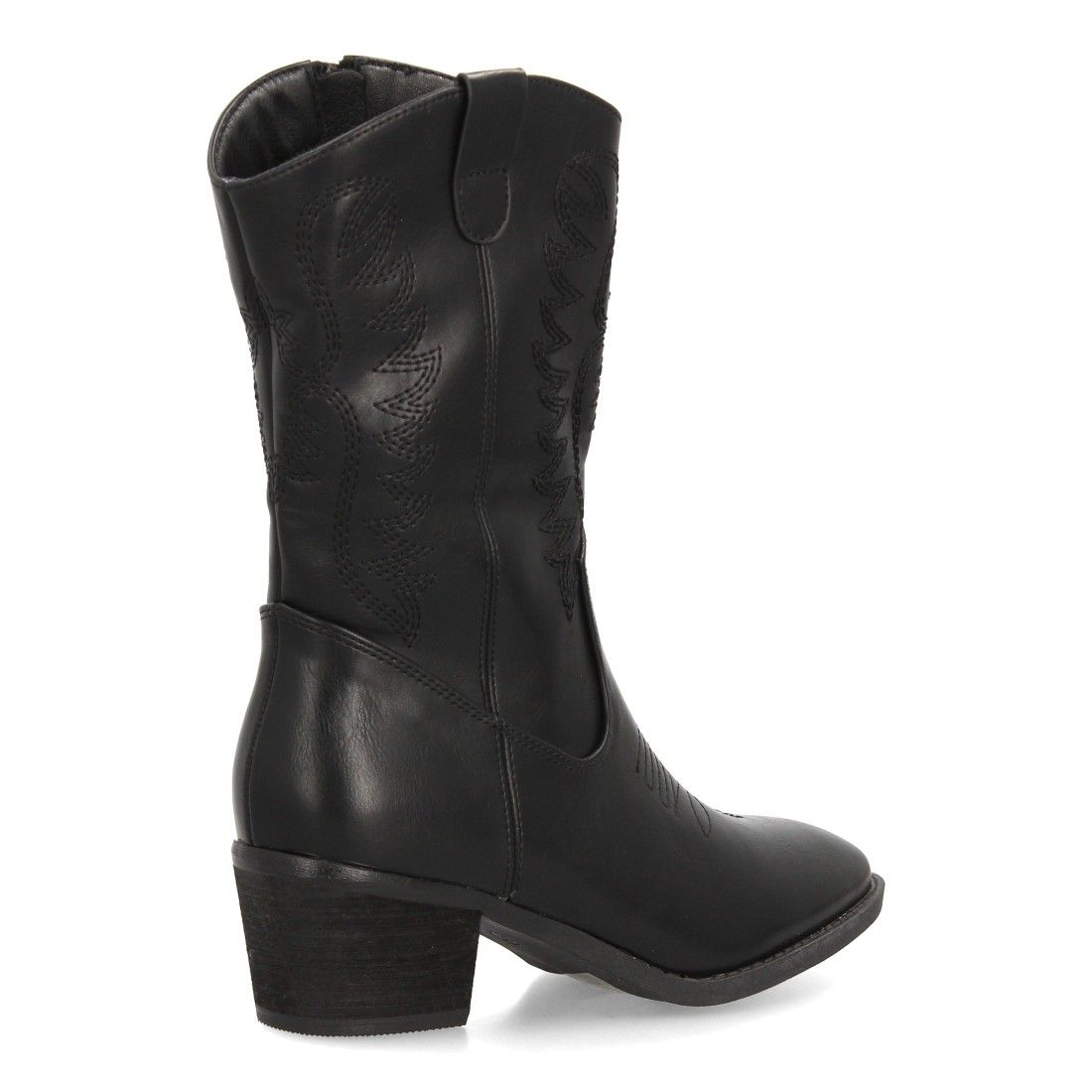 Botas cowboy bordadas de caña media — YG867 — Negro - Imagen 4