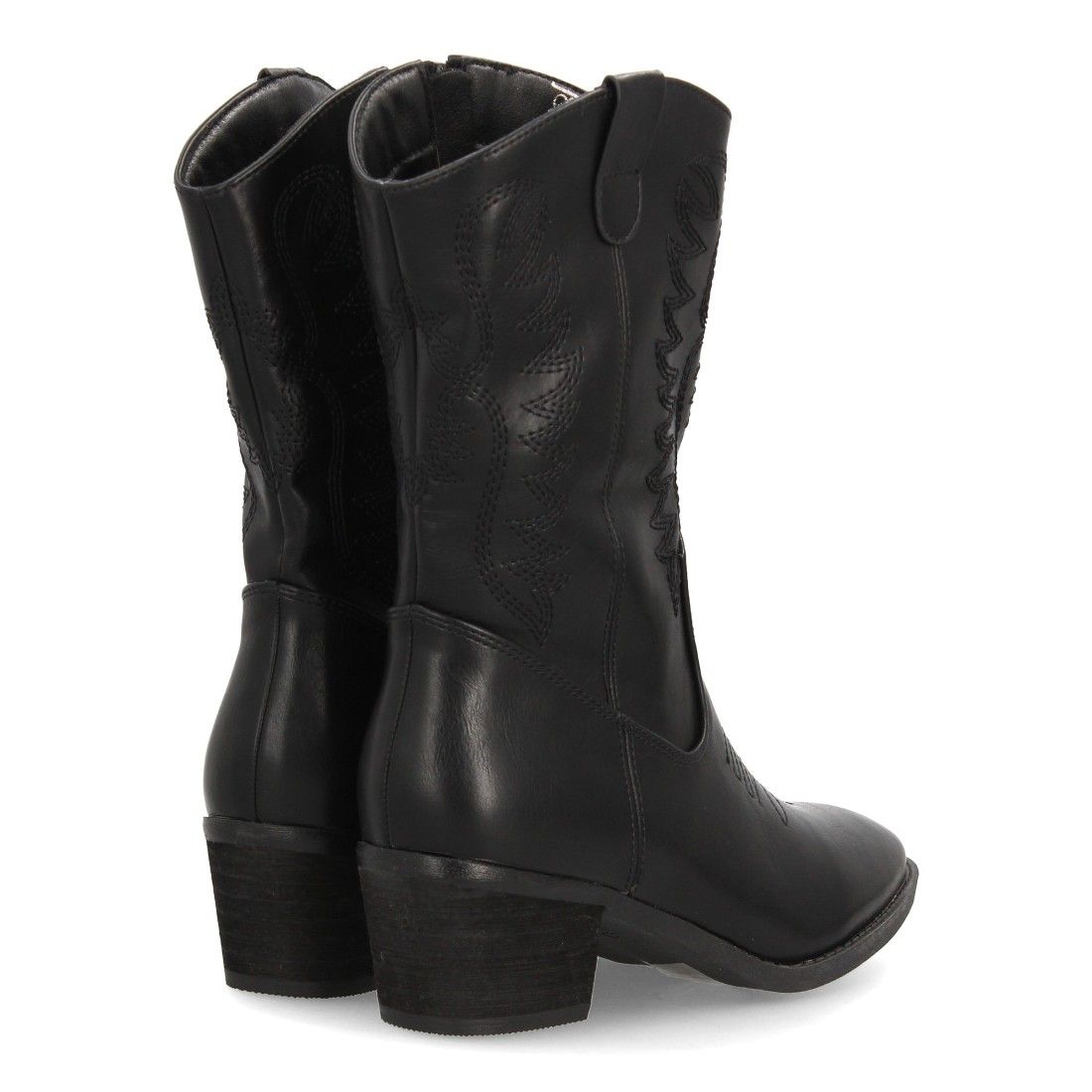 Botas cowboy bordadas de caña media — YG867 — Negro - Imagen 5