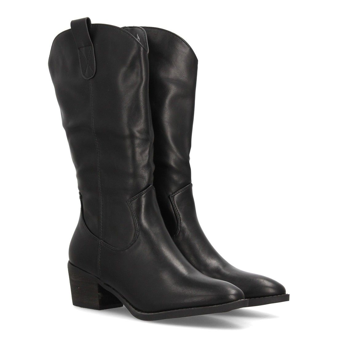 Botas cowboy bordadas de caña media — YG868 — Negro