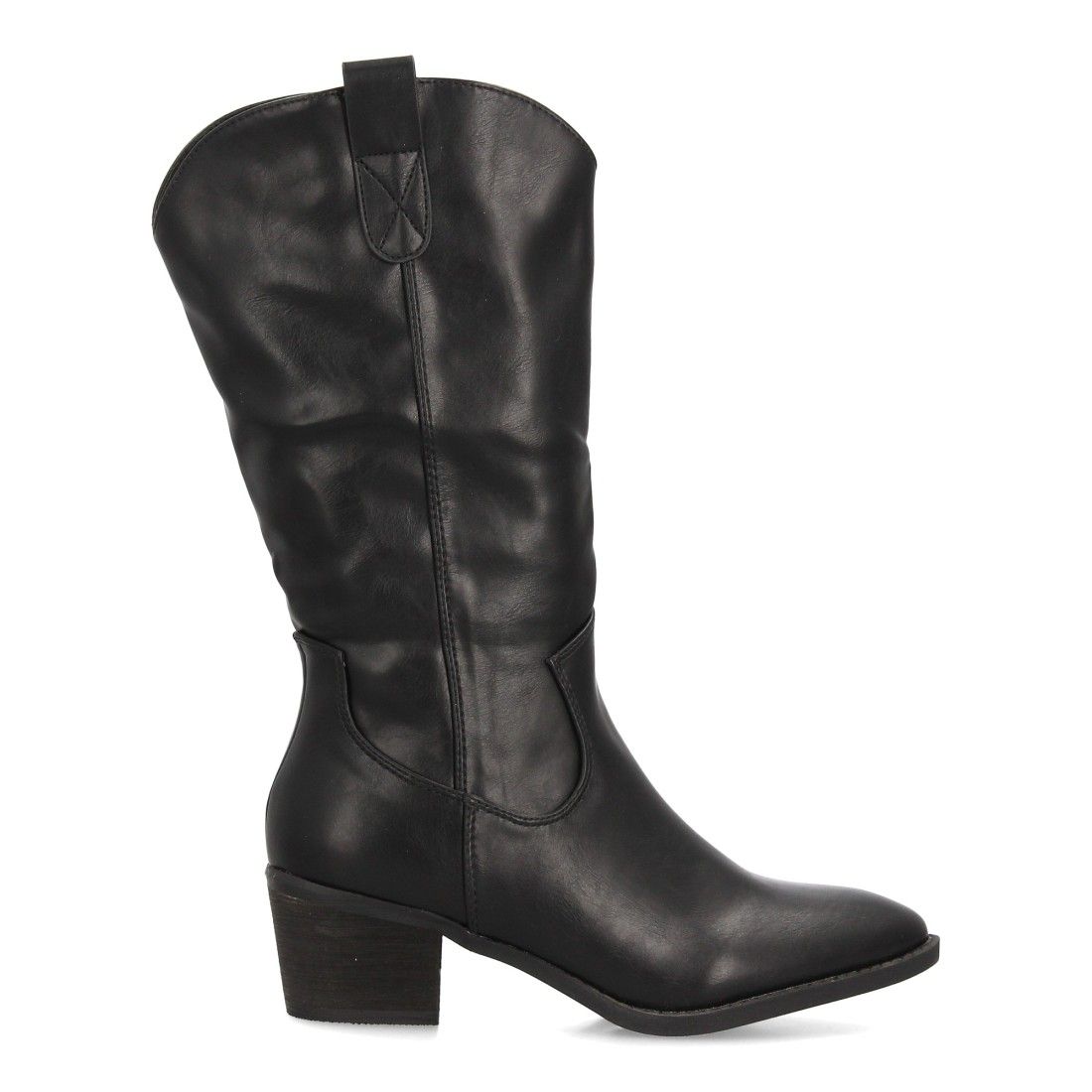 Botas cowboy bordadas de caña media — YG868 — Negro - Imagen 2