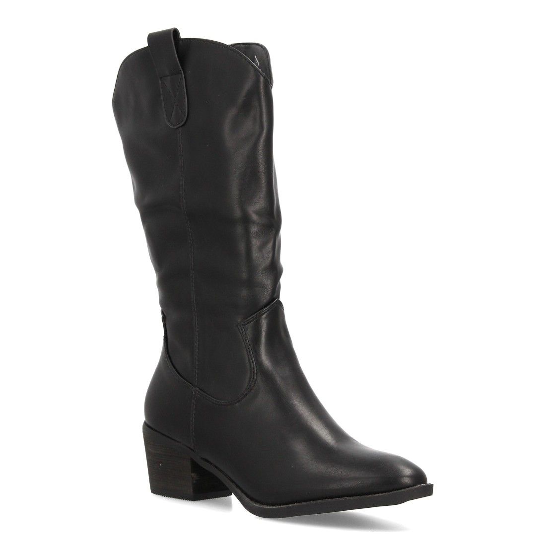 Botas cowboy bordadas de caña media — YG868 — Negro - Imagen 3