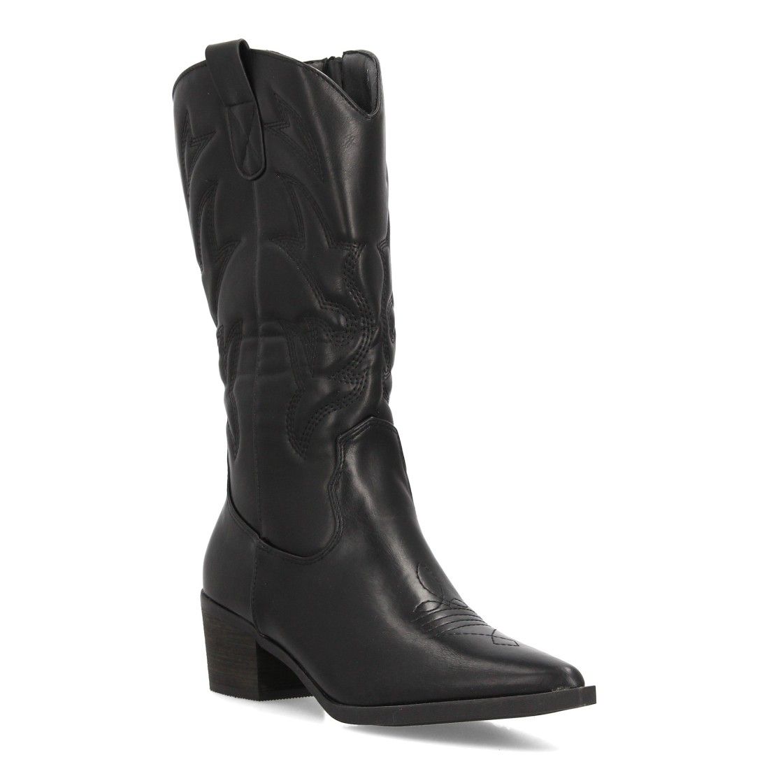 Botas cowboy bordadas de caña media — YG869 — Negro - Imagen 3