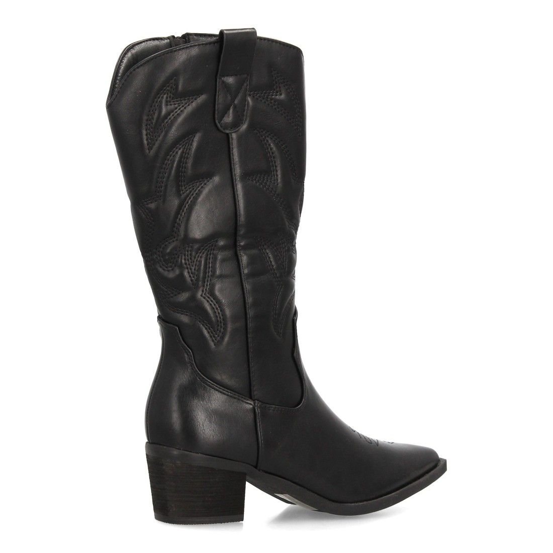 Botas cowboy bordadas de caña media — YG869 — Negro - Imagen 4