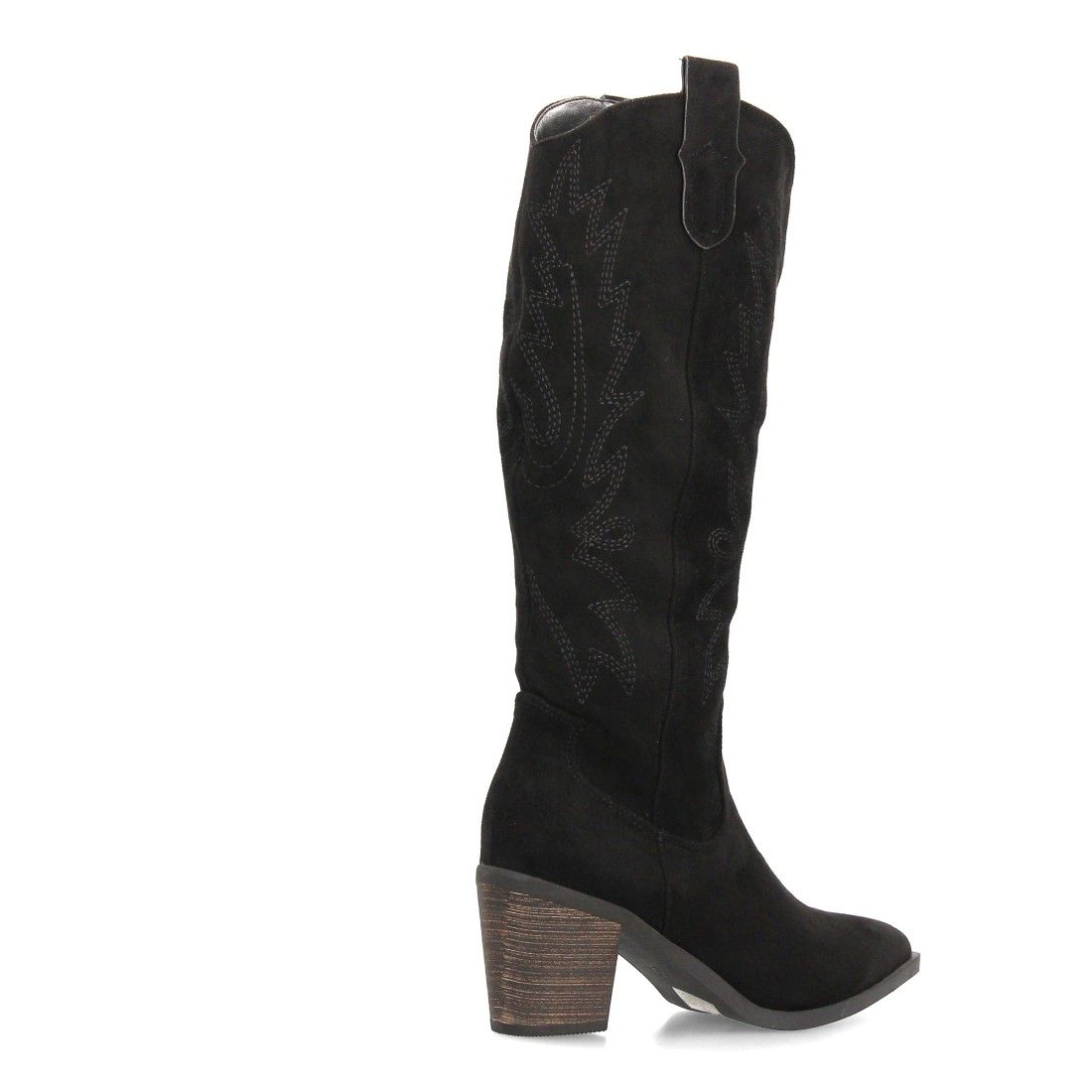 Botas altas cowboy con bordados western — YG707 — Negro - Imagen 4