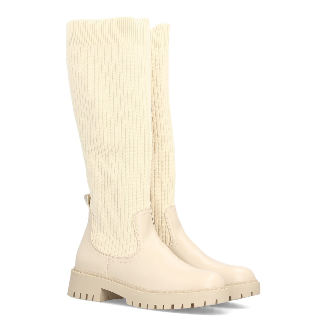 Botas altas elásticas con suela chunky — 2406 — Beige