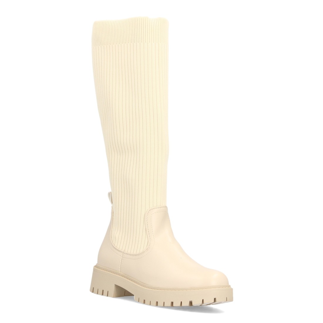 Botas altas elásticas con suela chunky — 2406 — Beige - Imagen 3