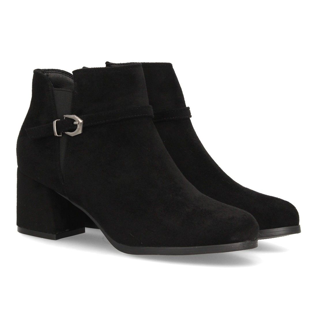 Botines elegantes con hebilla y tacón — YG982 — Negro