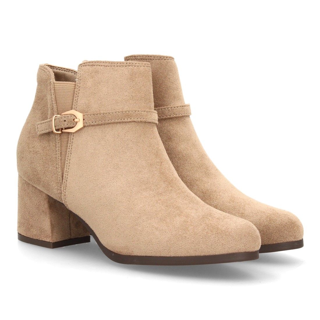 Botines elegantes con hebilla y tacón — YG982 — Kaki