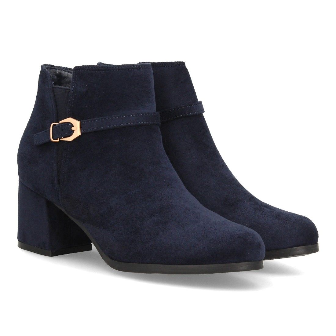 Botines elegantes con hebilla y tacón — YG982 — Azul