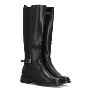 Botas altas elásticas estilo hípica con hebilla — 2603 — Negro