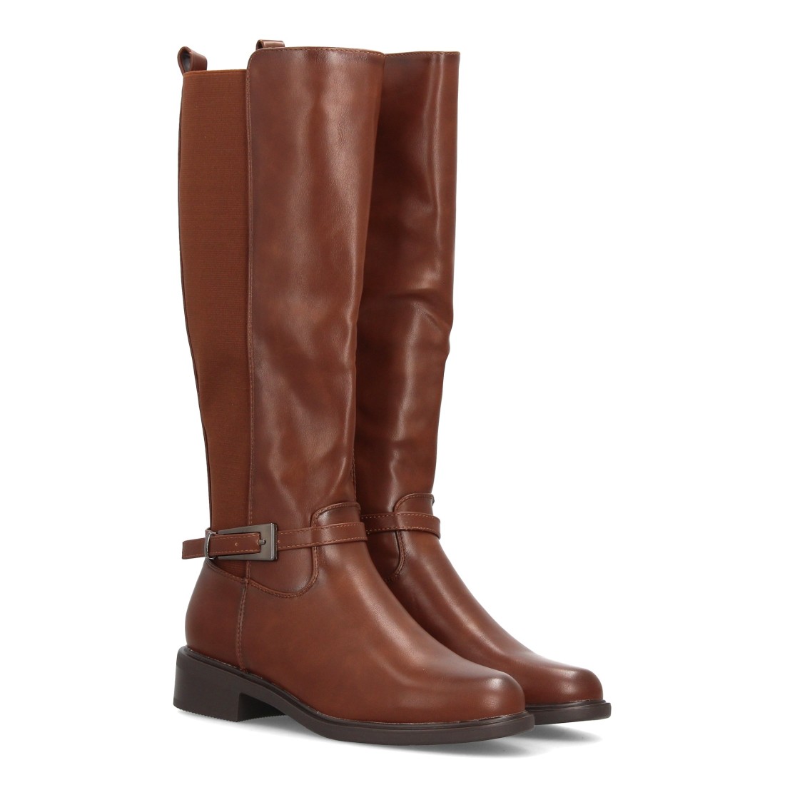 Botas altas elásticas estilo hípica con hebilla — 2603 — Camel