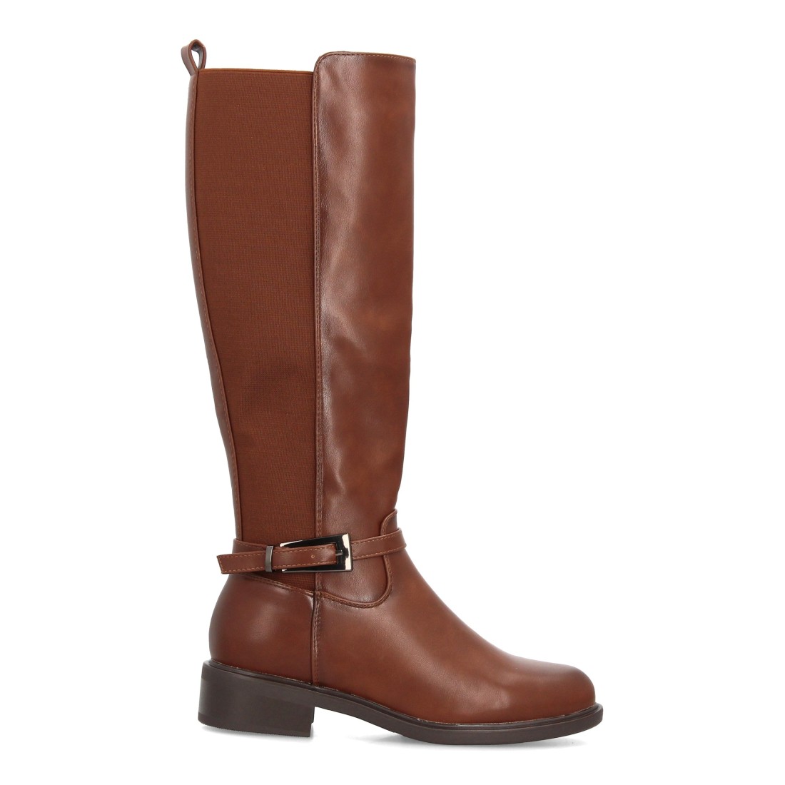 Botas altas elásticas estilo hípica con hebilla — 2603 — Camel - Imagen 2