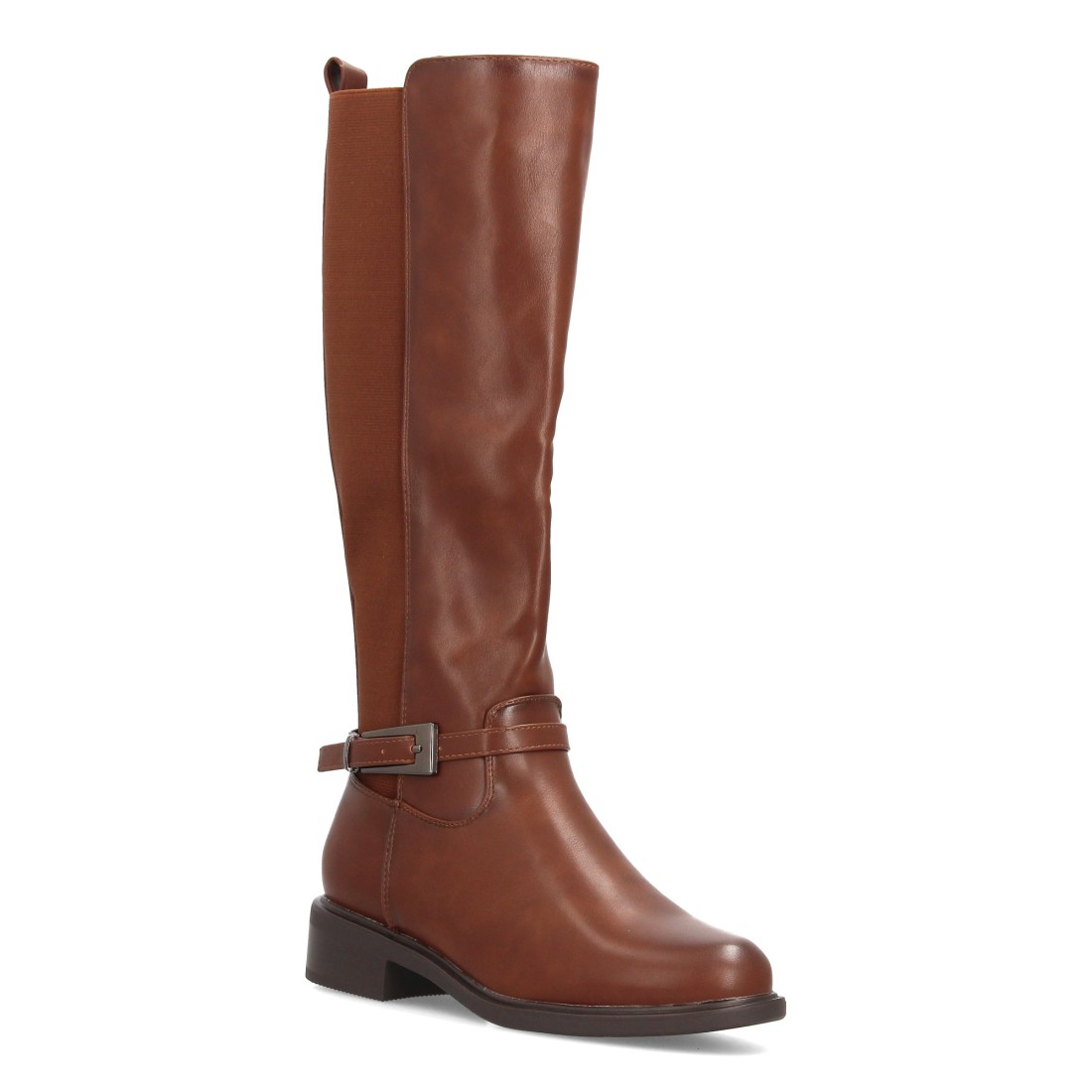 Botas altas elásticas estilo hípica con hebilla — 2603 — Camel - Imagen 3