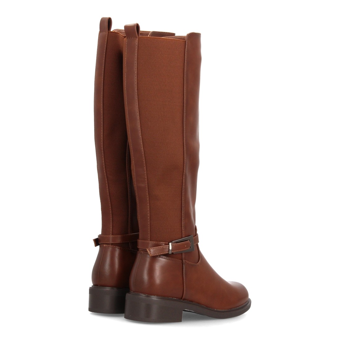 Botas altas elásticas estilo hípica con hebilla — 2603 — Camel - Imagen 5
